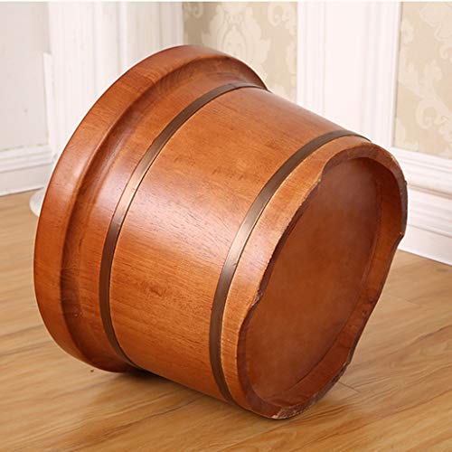 Barril de spa para pies de madera con tapa y ruedas miniatura 4