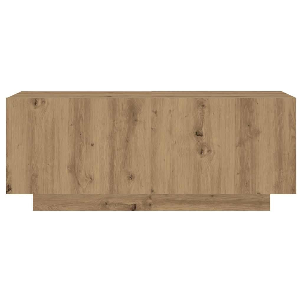Mueble TV de 300 cm con Luz LED, Mueble TV Salón Aparador, Mesa TV Madera con Estantes - Roble Artisan - 300x35x40 cm