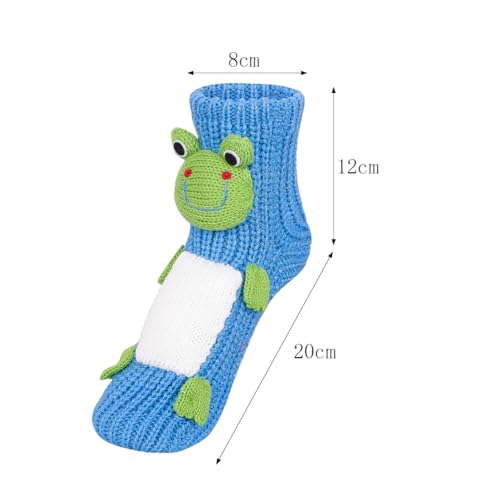 HAOZAIKEJI Women Animal Floor Socks Girl Cartoon Calf Socks Penguin Dog Xmas Slipper Sock Non-Slip Warm Crew Sock Knit Indoor4