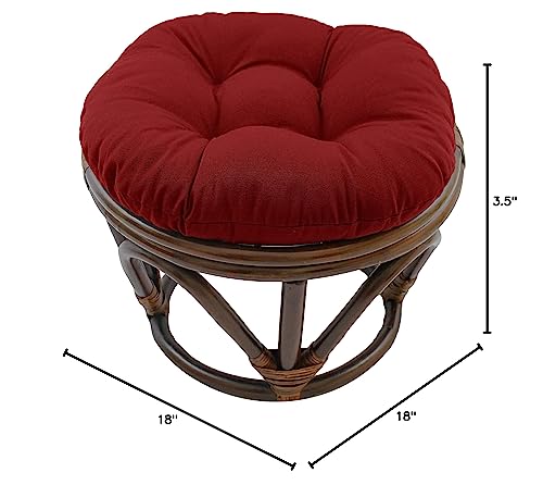 Image of Blazing Needles Solid Twill Round Footstool Cushion, 18 inch, Ruby Red
