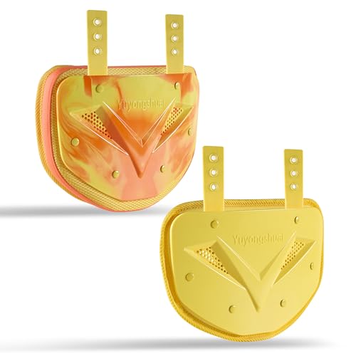 2Pcs Football Back Plate, Football Low Back Pad, Professional Rear Protector Lower Back Pads Large and Small (Yellow and Orange Dual Color, Small)