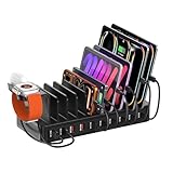 100W Ladestation für mehrere Geräte, 10-Port USBC+USBA Ladegerät, Desktop-Handy&Tablet-Halterung,...