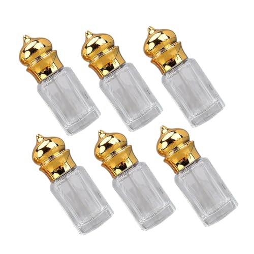 Vaguelly Rollo De 6 Piezas Botella de rodillo de aceite esencial reutilizable mini viajar botella de vidrio botella de perfume botellas de perfume decorativas botellas de perfume de vidrio