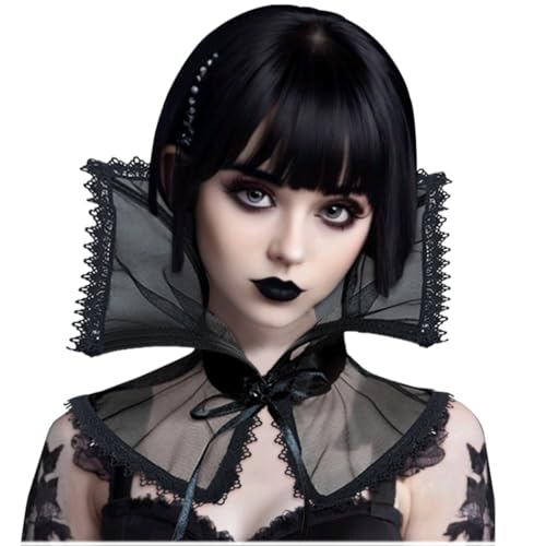 L'VOW Women Black Victorian Collar Standing Vampire Collar Detachable Dracula Collar Witch Gothic Accessories