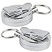Produktbild MHOYI einziehbare Schlüsselrolle, Schlüsselanhänger, Metall, Edelstahl, Diebstahlschutz, Sicherheits-, strapazierfähig, einziehbarer Schlüsselanhänger mit Gürtelclip (silberfarben, 2 Stück)