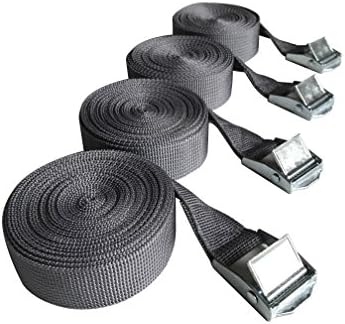 Nihoooo Cargo Sturdy Lashing Strap - 4 Pack 12 ft Heavy Duty Tie Down Straps - Padded Cam Siainless Lock Buckler - Car Luggage Kayak Trailer Camper Motorcycle (Gray)