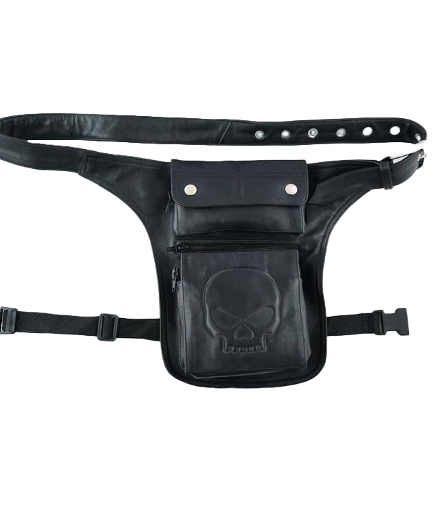 Sac banane de moto en cuir noir idéal pour vos road-trips