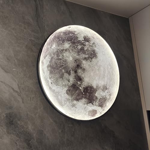 Image of Modern Moon Wall Sconce Lighting, Dimmable Nightlight with Remote Control, Plug in Wall Lamp, Decorative Moon Light for Nursery Bedroom Living Room (11.8 inch)