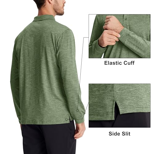 Image of MAGCOMSEN Men's Long Sleeve Golf Polo Shirts Collared Athletic Quick Dry Lightweight Work Shirts