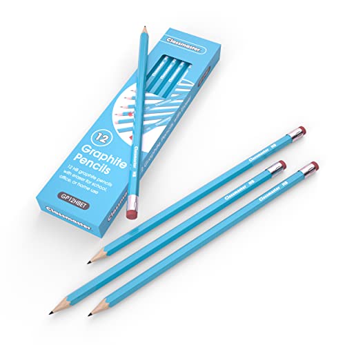 Classmaster GP12HBETHB Graphite Pencils with Erasers - Ideal for Art Drawing and Shading (Pack of 12)