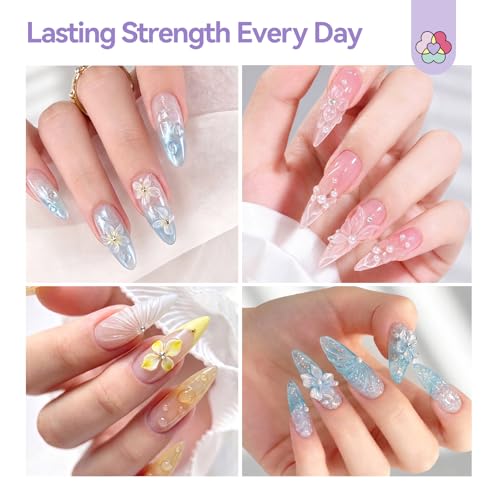 Image of SAVILAND Non-Sticky Solid Builder Nail Gel Kit: HEMA-Free Sculpting Gels for Nail Art with Sequins Sculpture Pen for 3D Gel Nails Art Carving Extension Overlays Starters DIY Home Satin White 2.02oz