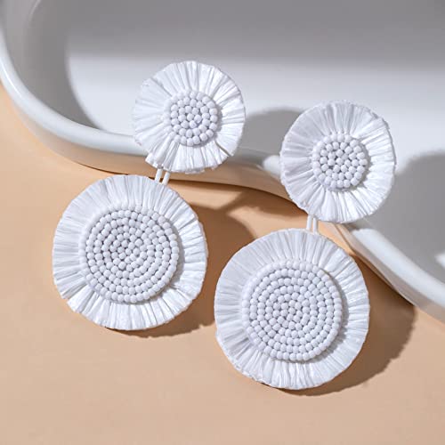 Boucles d'oreilles en raphia faites main aux motifs fleurs - 2