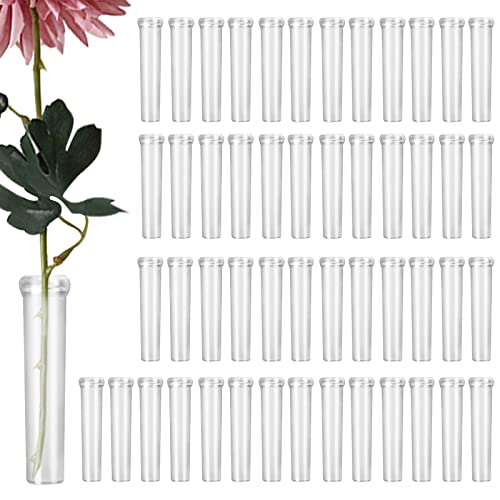 50 Pieces Fleur Tubes En Tubes à Fleurs Fleur Conteneur en Eau Transparent Flacon Fleur Réservoirs à Eau Tube en Transparent Fleurs Flacons D'eau Florale Cover