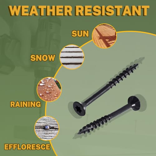 Image of LIONMAX Deck Screws #14 x 8 Inch, 50 PCS, Black Long Wood Screw, Rust Resistant, Exterior Epoxy Coated for Outdoor Decking, Torx /Star Drive Head, T30 Star Bit Included