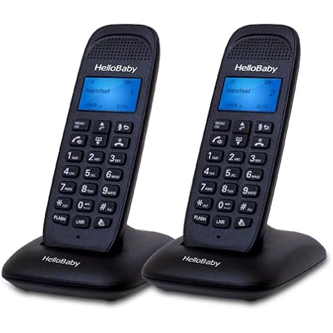 HelloBaby DECT 6.0 Cordless Phone with 2 Handsets, Advanced Call Block, Expandable Cordless Phone with Trilingual Caller ID/Call Waiting, Full-Duplex Handset Speakerphone, Reliable 1000ft Range Cover