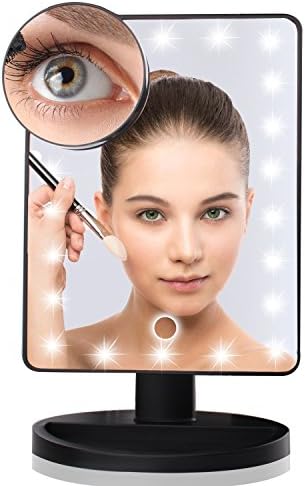 Magnifying LED Makeup Mirror with 22 Natural Warm and White LED Lighting with 10x Magnification Spot Mirror-Light Weight and Portable. Easy to use and clean.