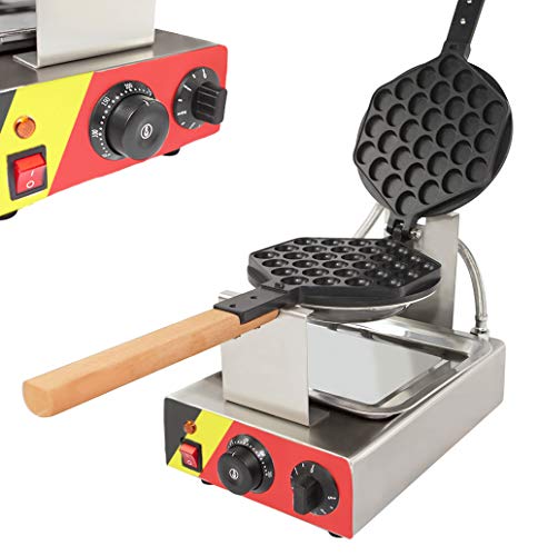 Nicopower Bubble Waffle Maker For Egg Puff And Hong Kong Waffles | Stainless Steel With Improved Manual Thermostat | 1 Large Hexagon Shaped Waffle | 110V | Red #TOP2