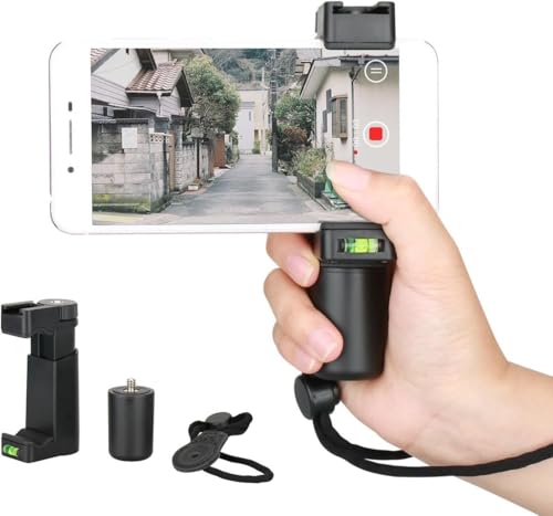 Aoonar Smartphone Grip Handle Rig Phone Stand Holder with Wrist Strap, Tripod Mount & Cold Shoe Mount for Lights and Microphones - for iPhone, Samsung, HTC, LG, Google, Android