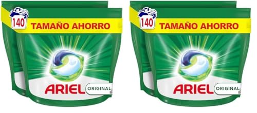 Ariel Todo En 1 PODS, Detergente Líquido Para Lavadora 140 Cápsulas Original Lavados, 5 Acciones, El embalaje puede variar (Paquete de 2)