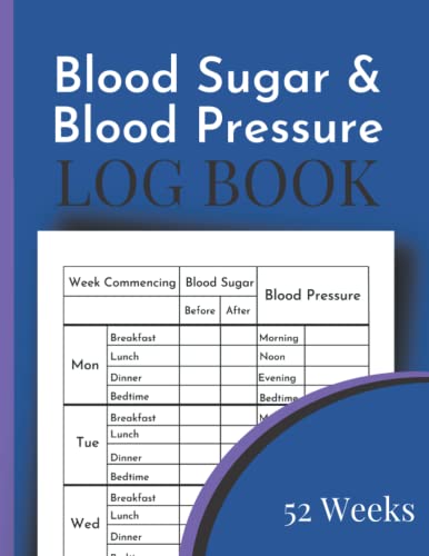 Blood Sugar And Blood Pressure Log Book Large Print: Blood Pressure Log Book For Seniors & Women 2022 Simple Daily Blood Sugar Log To Record And Monit