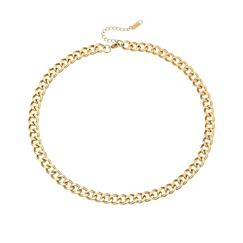 Chunky Gold Necklace for Women 18K Gold Plated Cuban Paperclip Choker Toggle Bar Clasp Necklaces Dainty Gold Chain Necklace Jewelry Gifts4