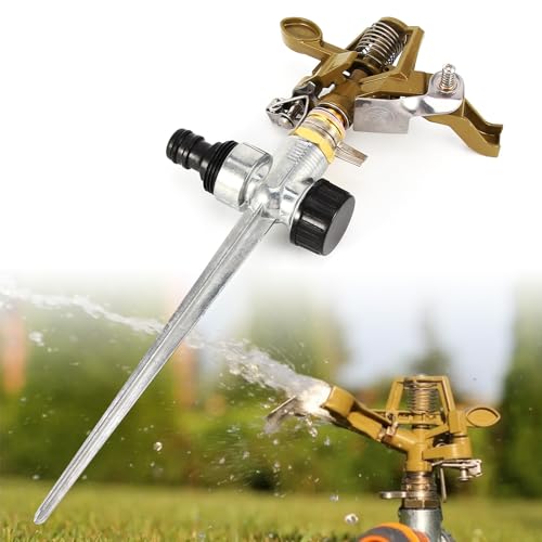 Rasensprinkler aus Metall, Einstellbar Impulsregner Gartensprinkler Rasensprenger, 360 Grad Große Flächenabdeckung für Sprinkleranlage Garten für Gartenbewässerung Rasenbewässerung