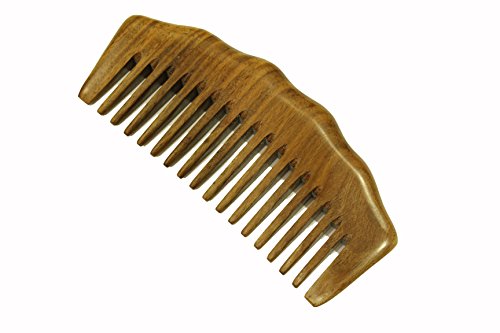 Beard Comb, Mustache Comb, Wide Tooth Comb, Handmade Green Sandalwood Hair Comb - WC074G