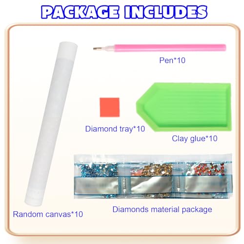 Image of AiYuanzsh 10 Pack 5D Square Diamond Painting Kits for Adults, Full Drill Square Diamond Art Kits Scenery, DIY Square Drill Painting Crafts