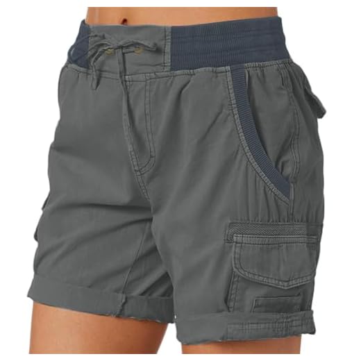 Short Cargo Randonnée Femme Léger, Pantalon Court Décontracté Bermuda Femmes Shorts Militaire avec Multi-Poches Pantalons Court Travail Grande Taille Couleur Unie Outdoor Trekking