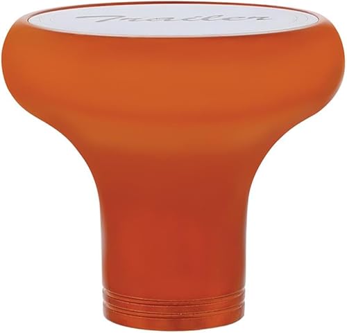 UNITED PACIFIC 22971 Pomo de control de válvula de freno de aire, remolque, de lujo, aluminio, atornillado, con placa inoxidable, naranja cadmio
