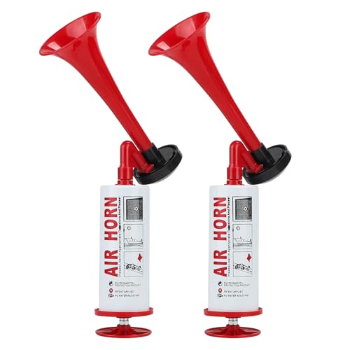 SUPAWAY Buzina de ar portátil chifre bomba de ar mão segurança buzina ar para barco fabricante de ruído forte para acampar ao ar livre, canoagem, festa de aniversário, eventos desportivos, vermelho -