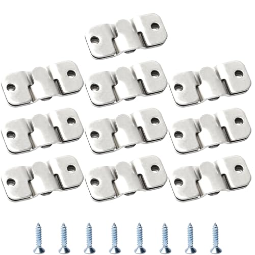 Image of Nails for Hanging Pictures,Picture Hooks 20PCS Flush Mount Bracket 1.69 inch x 0.75 inch Interlocking Photo Frame Hook Stainless Steel Wall Mount Clip Hook for Picture Display Art Gallery Wall Mount Hardware