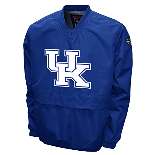 2Bhip NCAA Kentucky Wildcats Adult Blue Lightweight V-Neck Windbreaker Wind Shirt Pullover Jacket For Men
