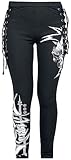 schwarze Leggings mit weißem Print und Schnürung von Rock Rebel by EMP