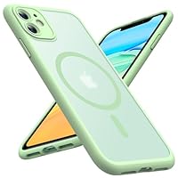 TOCOL Magnetic for iPhone 11 Case 6.1-Inch, Fit for MagSafe, Upgraded [Full Camera Protection], [14FT Military Grade Drop Tested] Shockproof Slim Translucent Matte Back Cover (Light Green)
