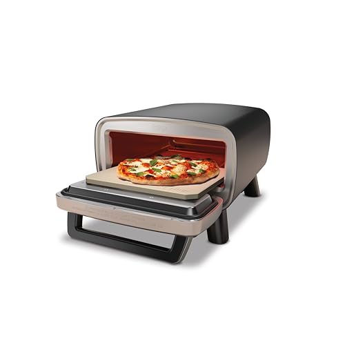 Ninja Artisan Outdoor-Pizzaofen und Heißluftfritteuse, 4 Funktionen: Pizza, Air Fry, Bake, Prove, 5 Pizzaeinst., mit 30 cm Pizzastein, Pizzaschale, Backblech, Heißluft-Fritteusen-Korb, Grau MO201EU