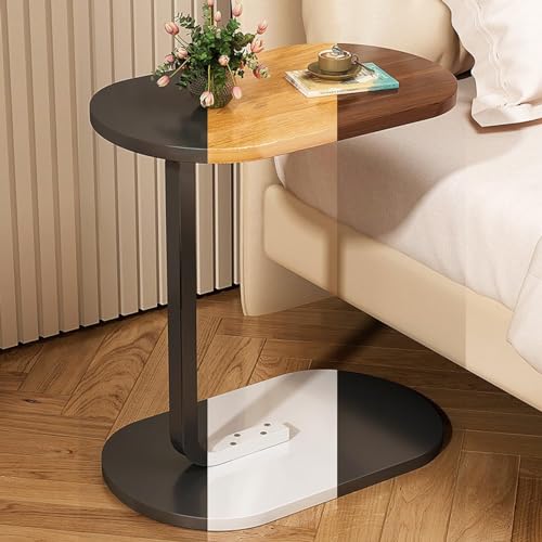 Mesa auxiliar en forma de C de madera y metal pequeña para el sofá modelo D 4