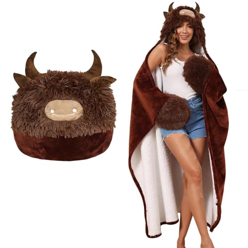 MSISILY Wearable Blanket with Sleeves Highland Cow Blanket Soft Snuggle Blanket Birthday Gifts for Women