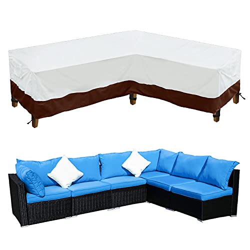 HOTBEST Patio L Shaped Sectional Sofa Cover Waterproof Heavy Duty 600D Outdoor Sectional Furniture Set Cover Corner Furniture Protector(Right Facing)