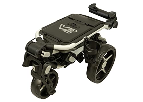 Axglo Hwwt New Tri-360 V2 - Golf Push Cart - Lightweight - Collapsible - 3 Wheels - Front Wheel Swivel - Golf Trolley (White/Grey) #TOP3