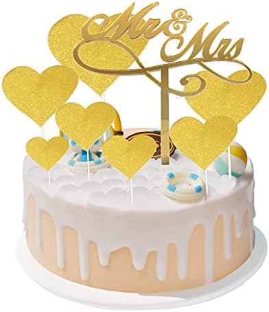 Mkishine 9pcs Decoration Gateau De Mariage En Acrylique Mr Et Mrs Cake Topper Dore Decor Gateau Acrylique Carton Coeurs Decoration Pour Mariage Fete Anniversaire Homme Femme Mr And Mrs Amazon Fr Cuisine Et Maison