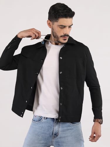 Image of CHKOKKO Men's Fleece Solid Winter Wear Regular Fit Standard Length Jacket
