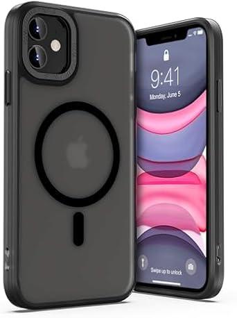 ULAK Case for iPhone 11 Compatible with MagSafe, Shockproof Magnetic 11 Phone Case, Slim Transparent Anti-Scratch TPU Protective Cover for iPhone 11 6.1 inch, Black/Mag
