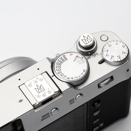 Crown Pattern Camera hot Shoe Cover Shutter Decorative Button Set for Fuji XT4, XT30, XE3,for Canon R6 R5 R7 R8 R10 for Nikon D750 D610 Z7 Z5 Z6 Z50 Z30 (Aluminum Alloy-Set02)