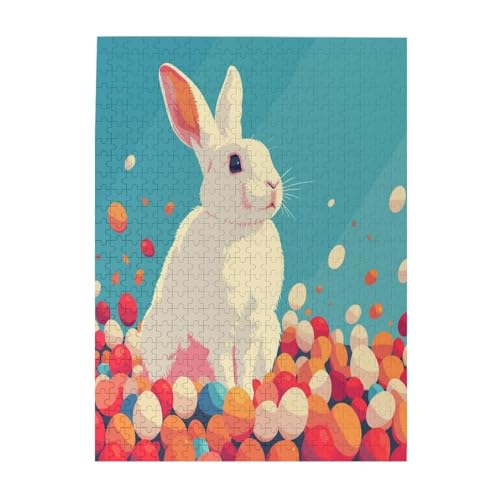 Easter Bunny Eggs Flowers Rabbit Cl Jigsaw Puzzles for Family Game Night Wooden 500 Pieces Friend Ornamental Gift Puzzles