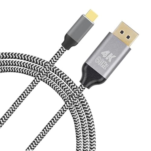 Image of Tobo USB Type-C to DisplayPort Cable, 4K 60Hz, Nylon Braided, Plug & Play, 1.8m USB-C to DP Male to Male Cable for, Laptop, Monitor & Projector, Aluminium Alloy, Gold-Plated TD-1606CC