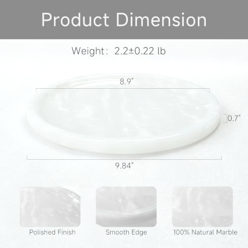 Decorative Marble Tray-9.84" Round Stone Vanity Tray for Perfume & Jewelry — view 2