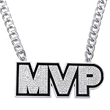 guancrown MVP - Collar con medalla de cadena, colgante de oro MVP, ganador del premio del trofeo, collar para adultos, jugador, equipo, fútbol, béisbol, baloncesto, sóftbol, fantasía, cadena de fútbol