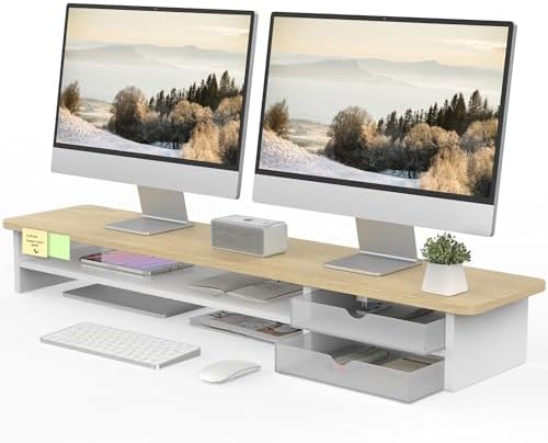 Fenge Monitor Stand, Dual Monitor Riser, 42.5inch Large Desk Comp...