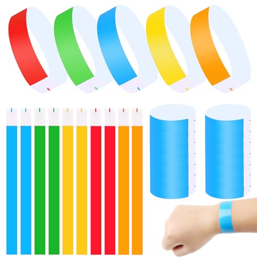 LOMIMOS 500 PCS Bracelets d'Identification, Bracelets en Papier Imperméables Bracelet de Fête pour Festival de Musique Clubs Concert Événements Sportifs Entrée Evénements